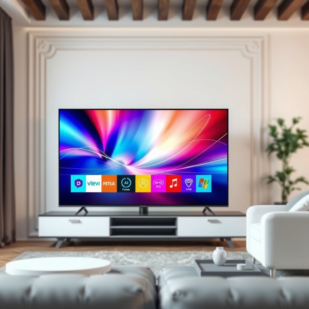 Illustration d'un écran de télévision moderne diffusant un flux vidéo stable et de haute qualité, symbolisant un service IPTV performant en France.